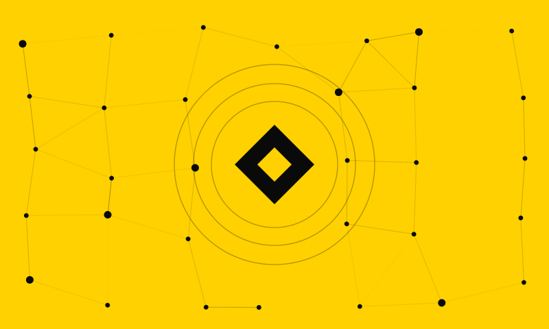 Abstract graphic: a network of connected nodes around a central core, representing AI in commerce